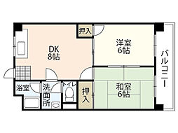 古本マンション 3階2LDKの間取り