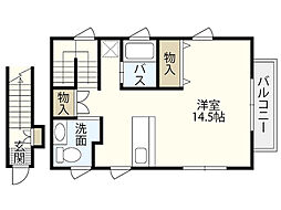 ラ・ポルト江波 2階ワンルームの間取り