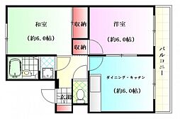 ロイヤルハウス西霞 2階2DKの間取り