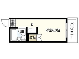 ヴィラ翠町 1階ワンルームの間取り