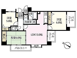 ライオンズマンション比治山公園 4階3LDKの間取り