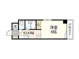 西岡ビル 3階ワンルームの間取り