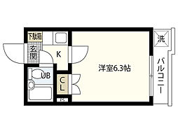 エステート14東雲 4階1Kの間取り