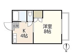 ハイツ矢賀新町II 4階1Kの間取り