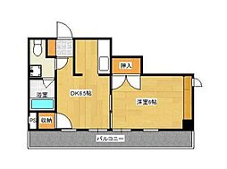 サンビル 2階1DKの間取り