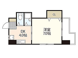 ヴィラ丸本 6階1DKの間取り