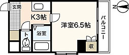 スタープラザ白島中町 2階1Kの間取り