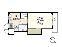 リザハウス西広島 5階1Kの間取り