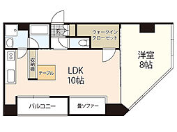 坪井ビル 4階1LDKの間取り