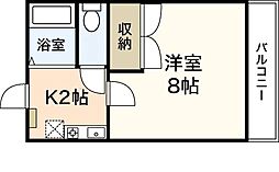 ステイタスオブ大野 3階1Kの間取り