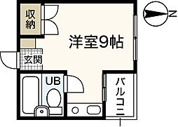 サニーベル住吉 4階ワンルームの間取り