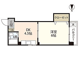 グリーンハウス 5階1DKの間取り