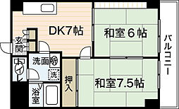 八幡ビル 2DKの間取図画像