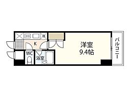 サンシャレオ城北 3階1Kの間取り