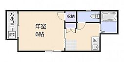 森脇マンション 2階1Kの間取り