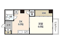 加治ビル 1DKの間取図画像