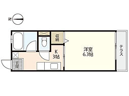 広島電鉄1系統 宇品4丁目駅 徒歩7分の賃貸アパート 2階1Kの間取り