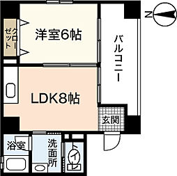 La Luna 4階1DKの間取り