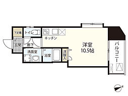 アーバンルーム平和大通り 10階ワンルームの間取り