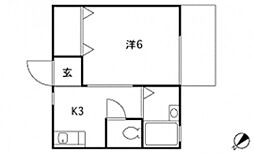 セジュールＵ 1階1Kの間取り