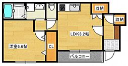 フィオーレ 1階1LDKの間取り