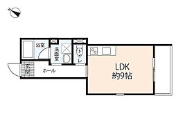 ベルヒルズ桜尾 1階ワンルームの間取り