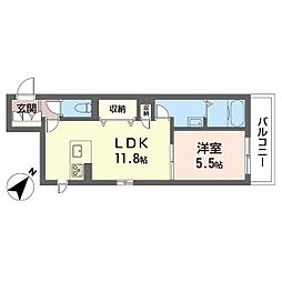 Forest Akebono 3階1LDKの間取り