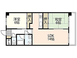 メゾン山嘉II 4階2LDKの間取り