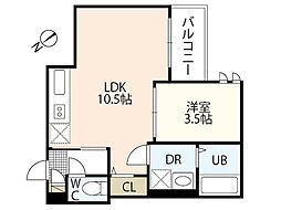 Pension July廿日市駅前 3階1LDKの間取り