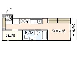 JR可部線 安芸長束駅 徒歩9分の賃貸アパート 3階ワンルームの間取り