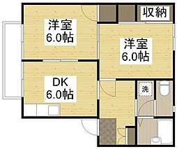 エステートピア戸坂 2DKの間取図画像