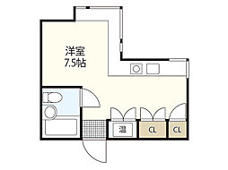 グリーンハイム 1階ワンルームの間取り