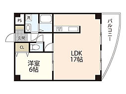 スカイヒルズ出汐 7階1LDKの間取り