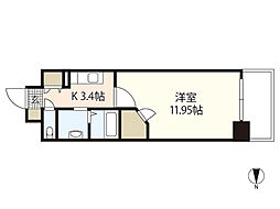 ロアール松川町 13階1Kの間取り
