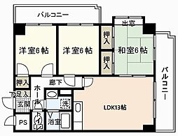 パラシオン舟入 3LDKの間取図画像