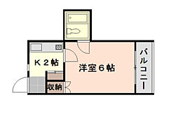 エステート1中広 1Kの間取図画像