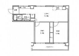 ヒルヴィスタ三滝 2LDKの間取図画像