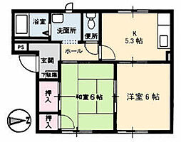 ケイエム段原南 2Kの間取図画像