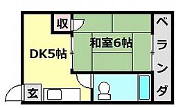 シャトー舟入 1DKの間取図画像