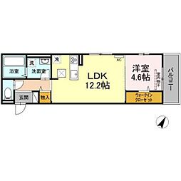 ハピネス 1LDKの間取図画像