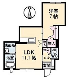 レジデンス広島駅東 1LDKの間取図画像