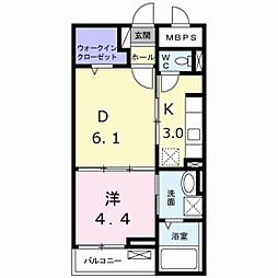 ヴィラMY 1DKの間取図画像