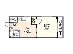 カーサ新町A 1DKの間取図画像
