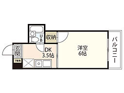 カーサ南大正 1Kの間取図画像