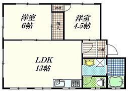 グリーンゲイブルズ 2LDKの間取図画像
