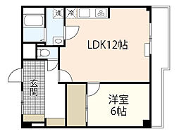 カルチェ・ヴェールE棟 1LDKの間取図画像