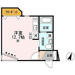 カーサオーロラ ワンルームの間取図画像