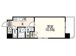 FLARE城北 1Kの間取図画像