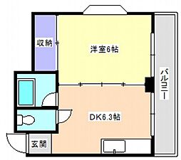 北神ビル 1DKの間取図画像