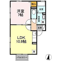 プリメーラいそあい2 1LDKの間取図画像